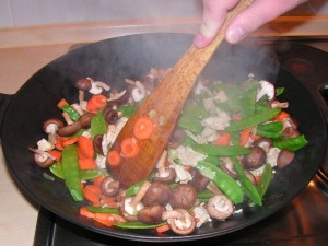 Dampfender Wok